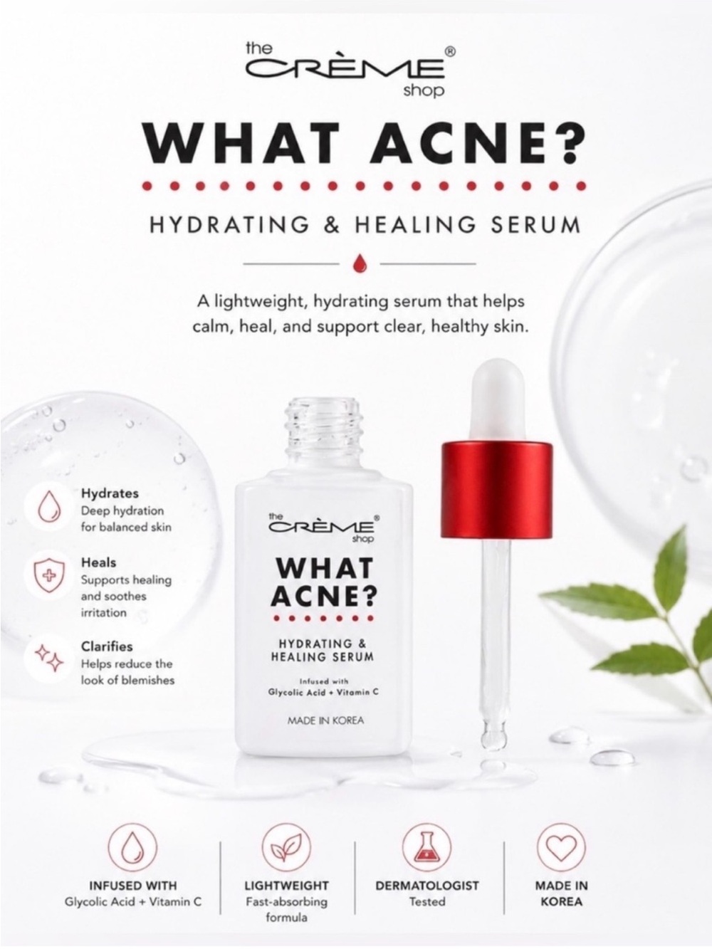 The Crème Shop What Acne? Hydrating & Healing Serum - NEW